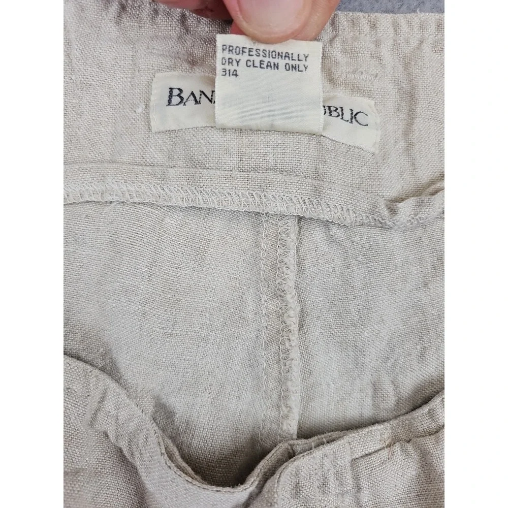 VTG Banana Republic 100% Linen Wide Leg High Waist Pants Size 12 31x28 Beige Y2K